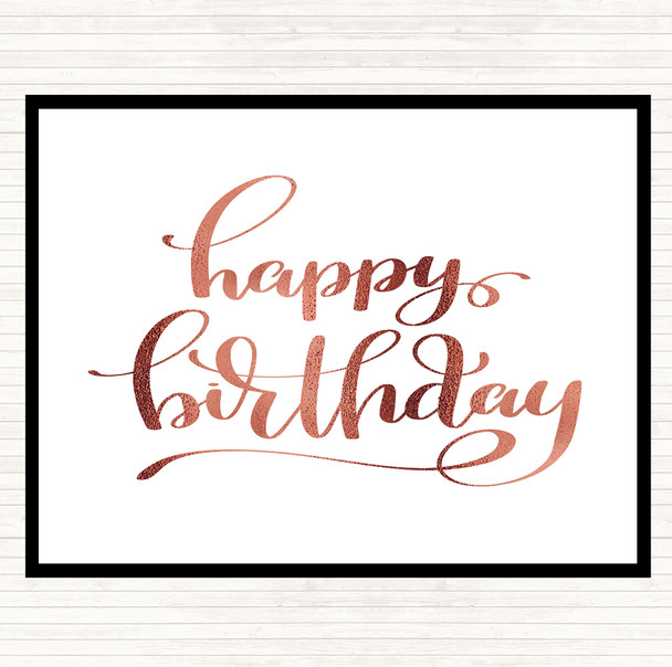 Rose Gold Happy Birthday Swirl Quote Mouse Mat