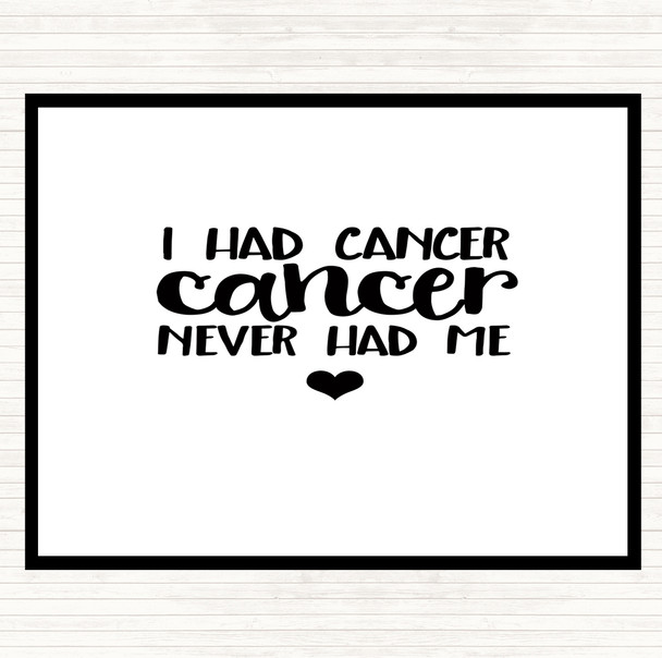White Black I Had Cancer Cancer Never Had Me Quote Mouse Mat