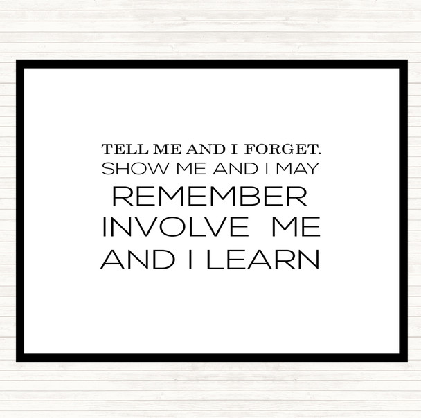 White Black I Learn Quote Mouse Mat