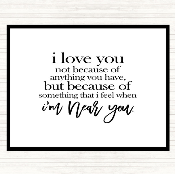 White Black I Love You Quote Mouse Mat