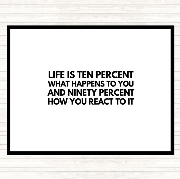 White Black Life Is Ten Percent What Happens And Ninety Percent How You React Quote Mouse Mat