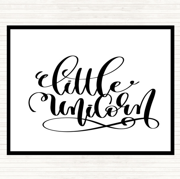 White Black Little Unicorn Quote Mouse Mat