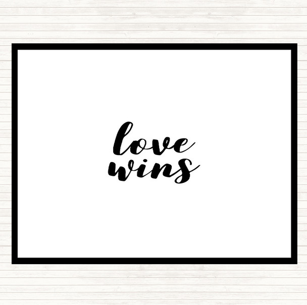 White Black Love Wins Quote Mouse Mat