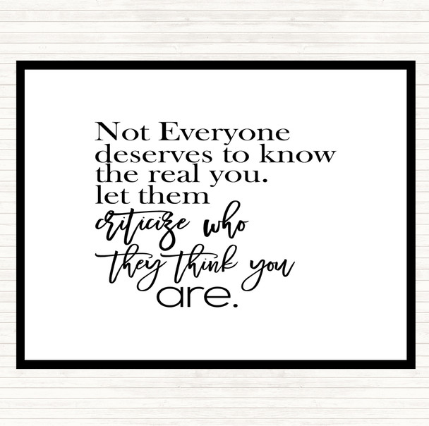 White Black Real You Quote Mouse Mat