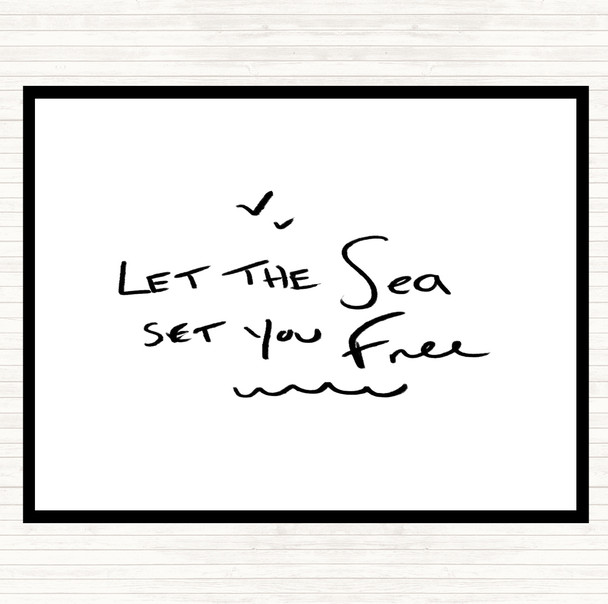 White Black Sea Set Free Quote Mouse Mat