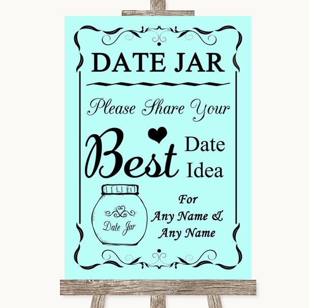 Aqua Date Jar Guestbook Customised Wedding Sign