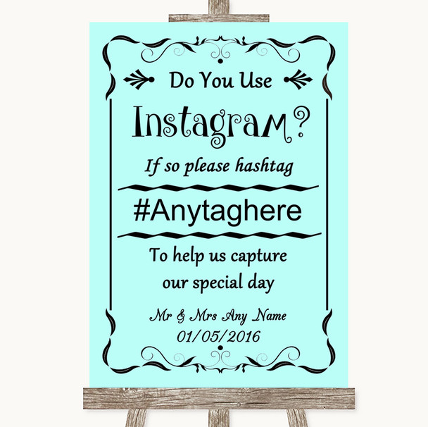 Aqua Instagram Photo Sharing Customised Wedding Sign