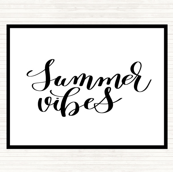 White Black Summer Vibes Quote Mouse Mat