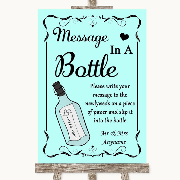 Aqua Message In A Bottle Customised Wedding Sign