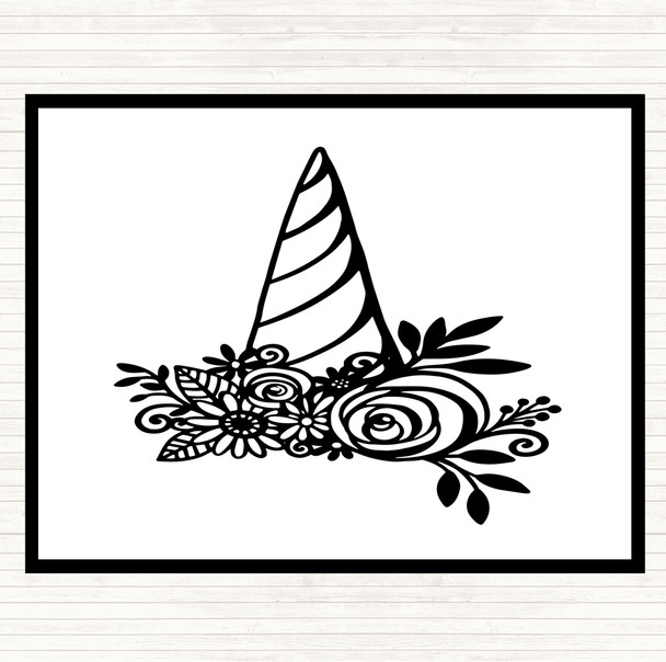 White Black Unicorn Horn Quote Mouse Mat