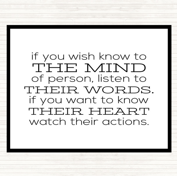 White Black Watch Their Actions Quote Mouse Mat