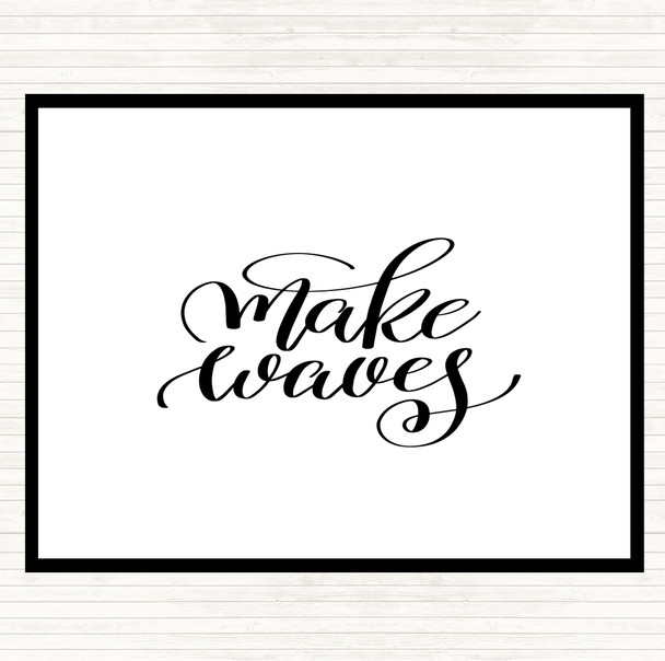 White Black Waves Quote Mouse Mat