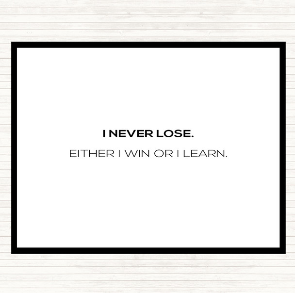 White Black Win Or Learn Quote Mouse Mat