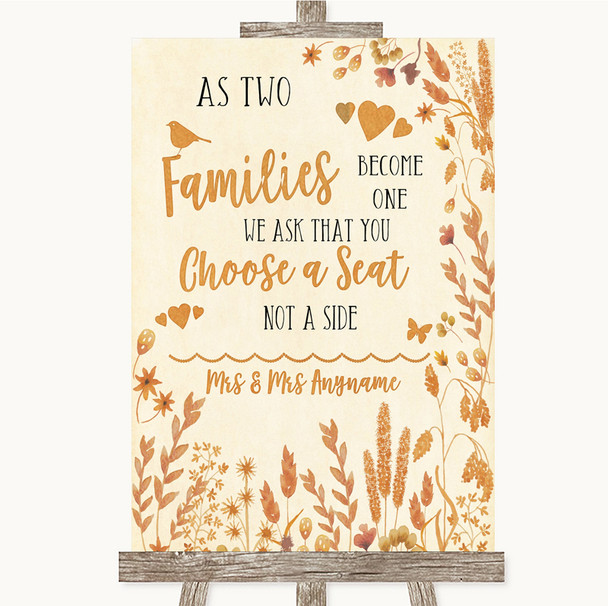 Autumn Leaves As Families Become One Seating Plan Customised Wedding Sign