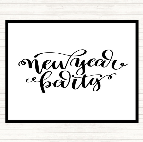 White Black Christmas New Year Party Quote Mouse Mat