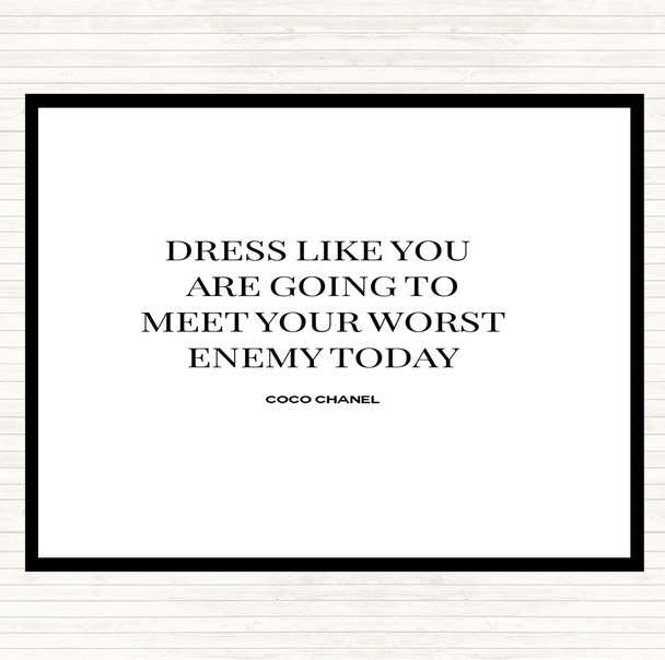 White Black Coco Chanel Worst Enemy Quote Mouse Mat