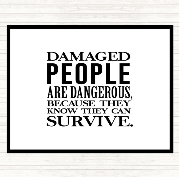 White Black Damaged People Quote Mouse Mat