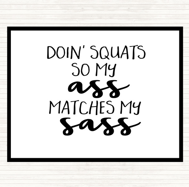 White Black Doin Squats Quote Mouse Mat