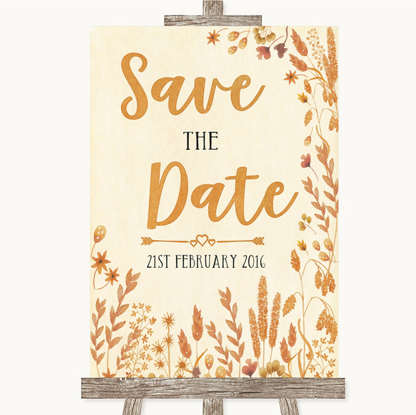 Autumn Leaves Save The Date Customised Wedding Sign