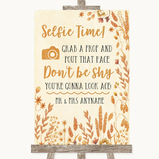 Autumn Leaves Selfie Photo Prop Customised Wedding Sign