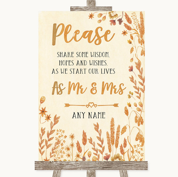 Autumn Leaves Share Your Wishes Customised Wedding Sign