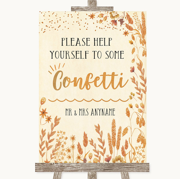 Autumn Leaves Take Some Confetti Customised Wedding Sign