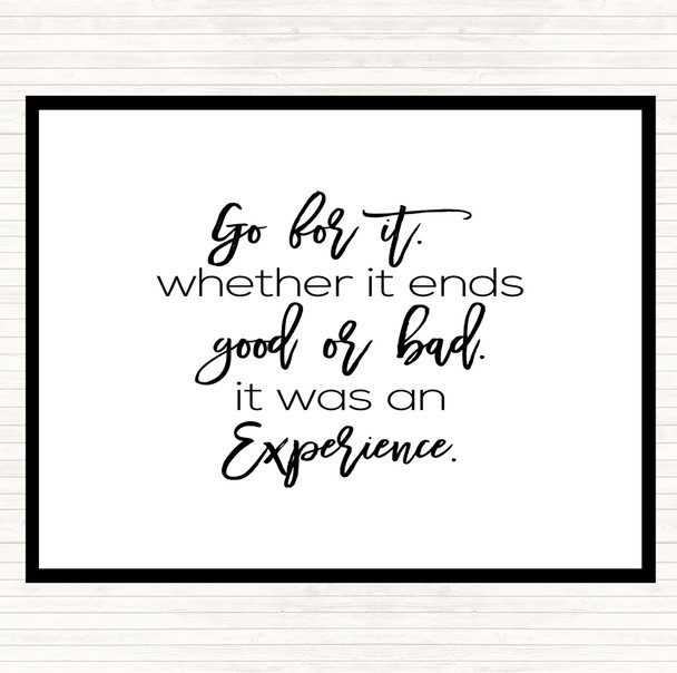 White Black Go For It Quote Mouse Mat