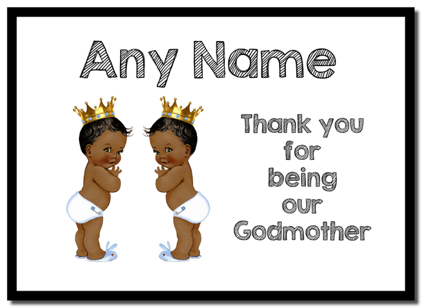 Baby Twin Black Boys Godmother Thank You Mouse Mat