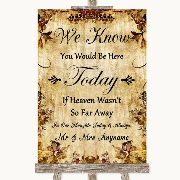 Autumn Vintage Loved Ones In Heaven Customised Wedding Sign