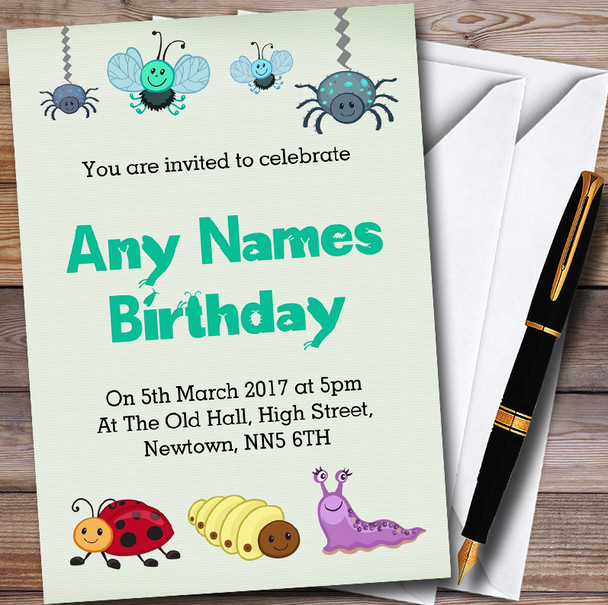 Cute Bugs Customised Children's Party Invitations