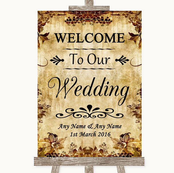 Autumn Vintage Welcome To Our Wedding Customised Wedding Sign