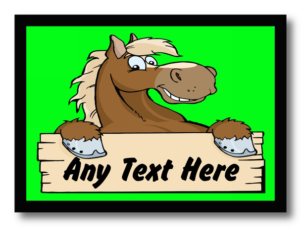 Cartoon Horse Lime Green Computer Mouse Mat