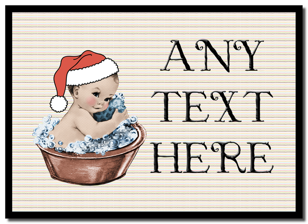 Vintage Xmas White Skin Boy in Bath Christmas Mouse Mat