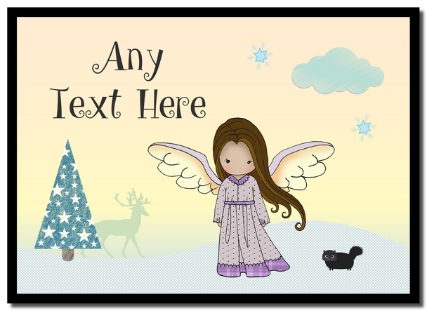 Angel Brown Hair Christmas Mouse Mat
