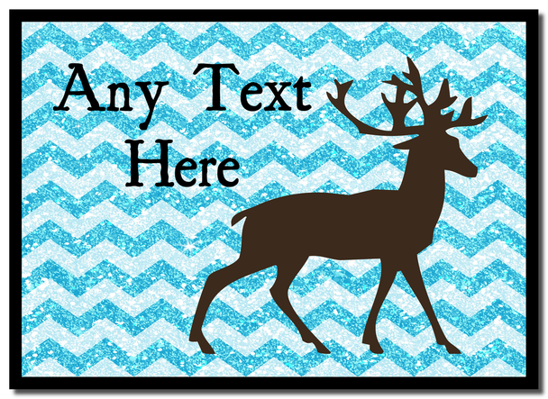 Reindeer Blue Glitter Christmas Mouse Mat