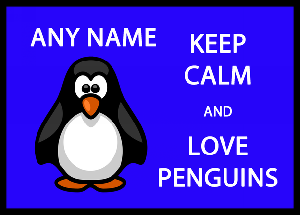 Keep Calm And Love Penguins Blue Computer Mouse Mat