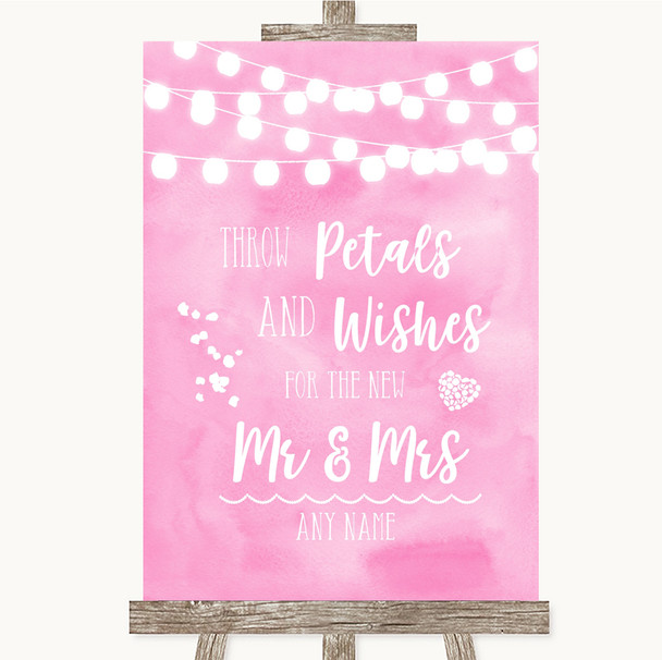 Baby Pink Watercolour Lights Petals Wishes Confetti Customised Wedding Sign