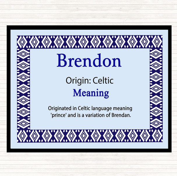 Brendon Name Meaning Mouse Mat Blue