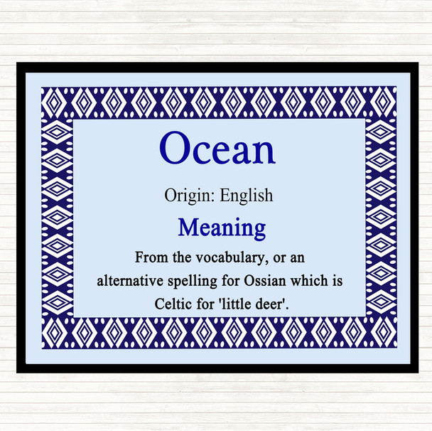 Ocean Name Meaning Mouse Mat Blue
