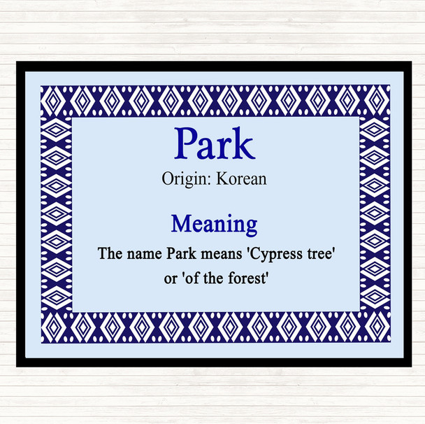 Park Name Meaning Mouse Mat Blue