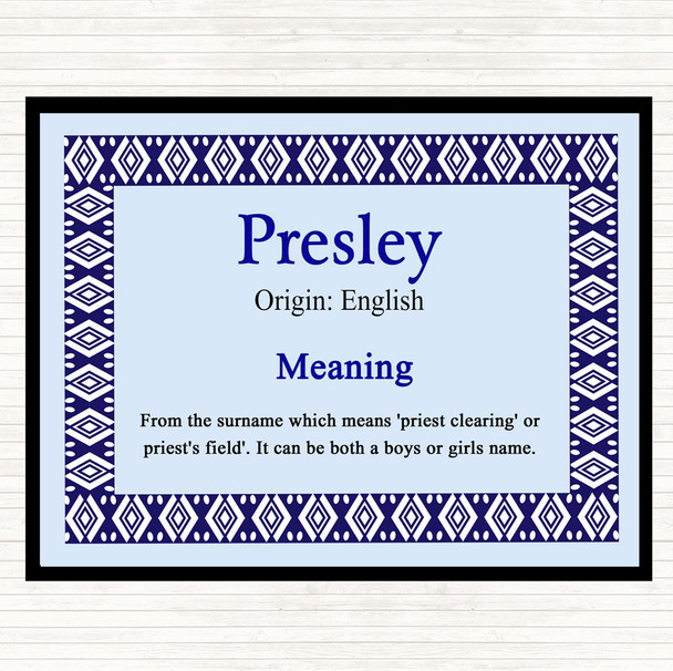 Presley Name Meaning Mouse Mat Blue