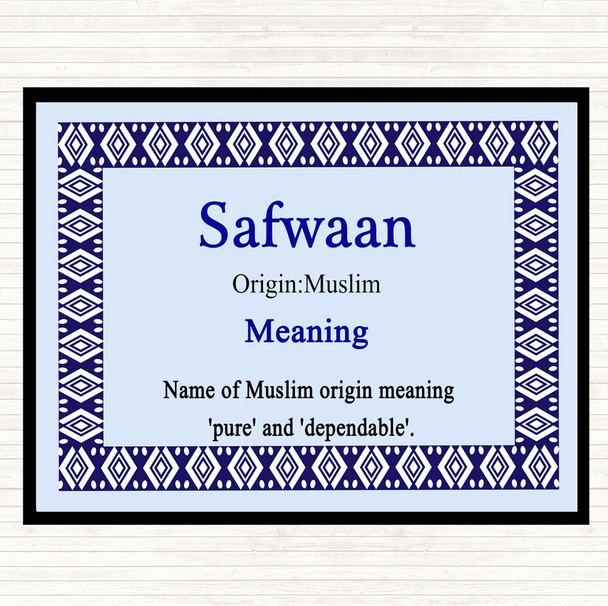 Safwaan Name Meaning Mouse Mat Blue