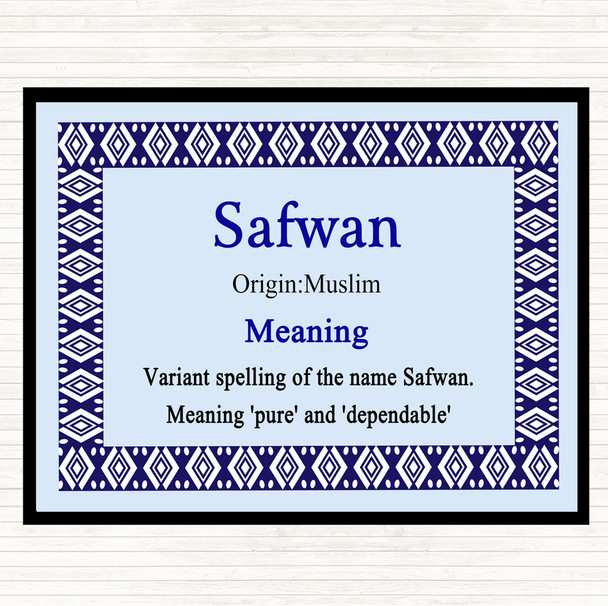 Safwan Name Meaning Mouse Mat Blue
