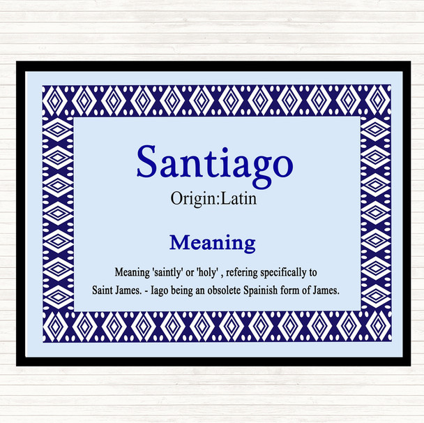 Santiago Name Meaning Mouse Mat Blue