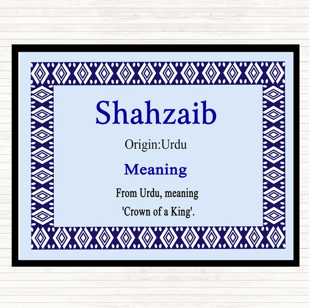 Shahzaib Name Meaning Mouse Mat Blue