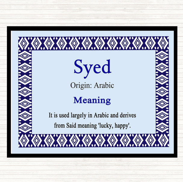 Syed Name Meaning Mouse Mat Blue