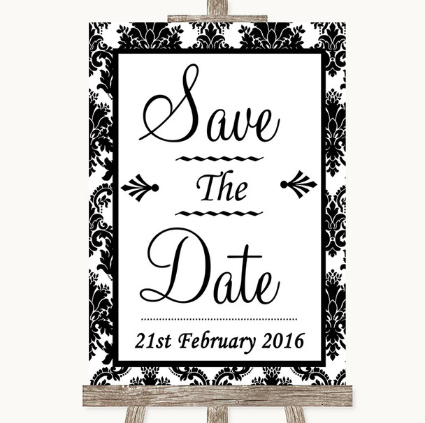 Black & White Damask Save The Date Customised Wedding Sign