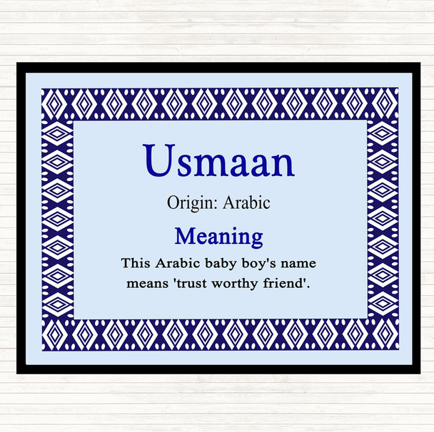 Usmaan Name Meaning Mouse Mat Blue