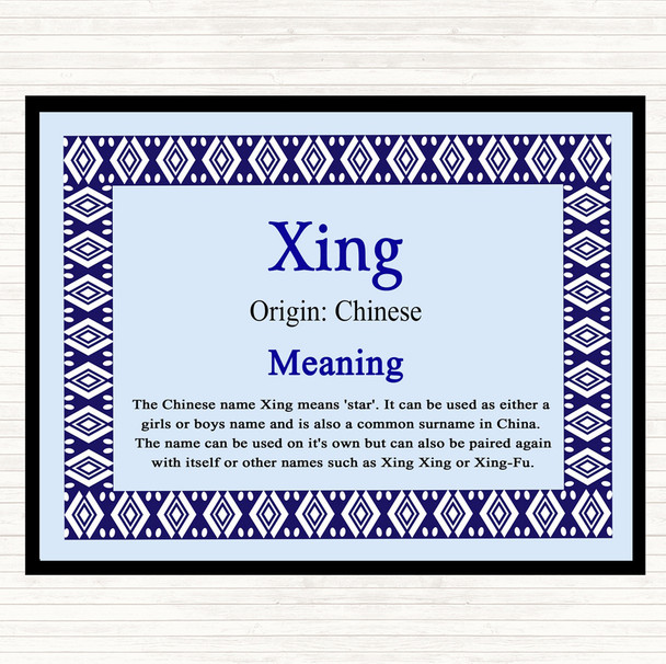 Xing Name Meaning Mouse Mat Blue