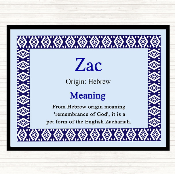 Zac Name Meaning Mouse Mat Blue